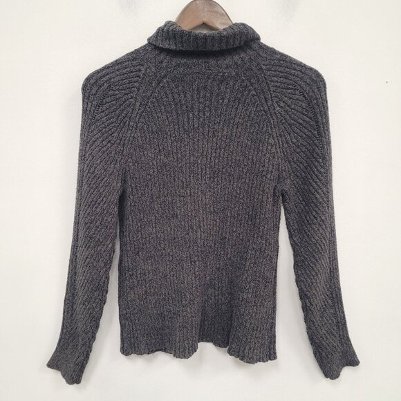 Sundance Womens Ribbed Turtle Neck Sweater Size L Gray Academia Neutral Teacher - Picture 2 of 9
